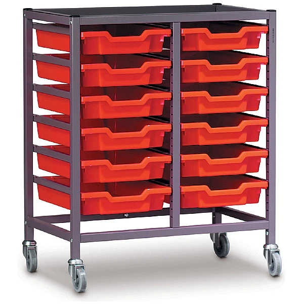 Gratnells Double Column 12 Tray Storage Trolley 1 Gratnells Double Column 12 Tray Storage Trolley