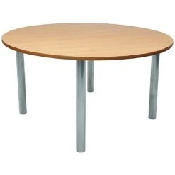 Scholar Super Heavy Duty Circular Cylinder Legged Tables With Silver Frame