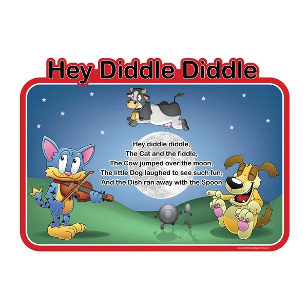 Hey Diddle Diddle Nursery Rhymes Signs 1 Hey Diddle Diddle Nursery Rhymes Signs