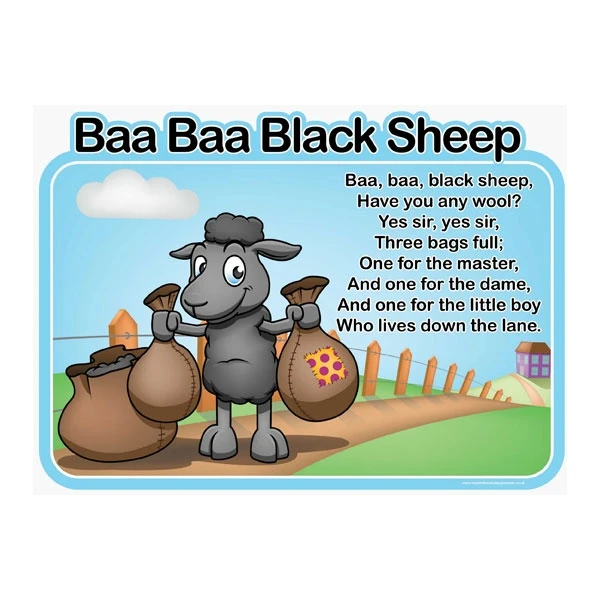 Baa Baa Black Sheep Nursery Rhymes Signs 1 Baa Baa Black Sheep Nursery Rhymes Signs