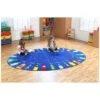 Rainbow Oval Pencils Alphabet Carpet