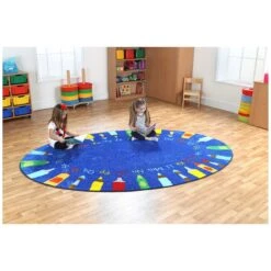 Rainbow Oval Pencils Alphabet Carpet