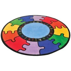 ABC Rainbow Puzzle Cut Pile Rugs