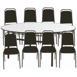 5ft Round Soft Top Table & 8 Mayfair Chairs