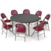 Round Folding Table & 8 Folding Chair Bundle Deal