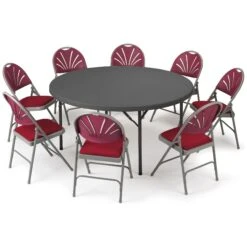 Round Folding Table & 8 Folding Chair Bundle Deal