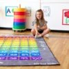 Rainbow 100 Square Counting Grid Carpet